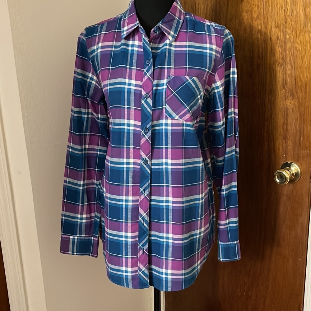 Tommy Hilfiger - Plaid Pink/Blue Long Sleeve Button Down Shirt - Size M - Picture 4 of 5
